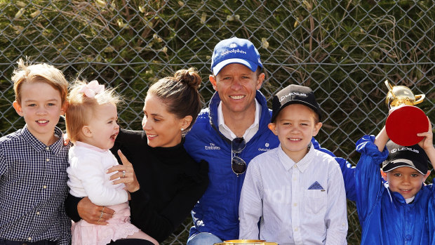 Family matters: Kerrin McEvoy  and his wife Cathy with their children Charlie, Eva, Jake and Rhys  