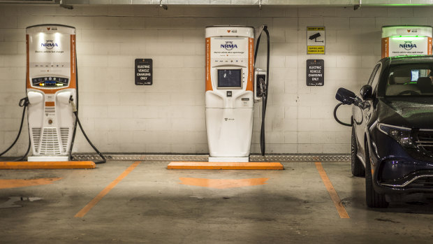 An electric vehicle charging station in Zetland.