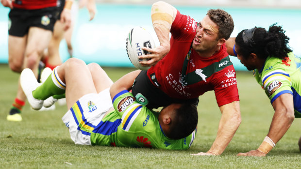 Back in action: Sam Burgess will go into battle for the Bunnies against the Tigers on Thursday.