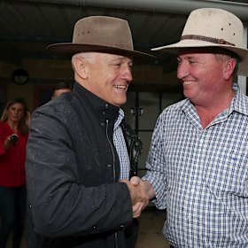 Better days behind: Then-PM Malcolm Turnbull and Barnaby Joyce during the 2017 New England byelection.