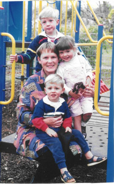 Yvonne Bradford with the three children she went on to have after she lost her baby in the bus crash.