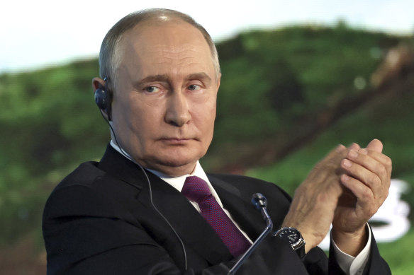 Both spy chiefs spoke extensively about Russian President Vladimir Putin, pictured at the Eastern Economic Forum in Vladivostok.