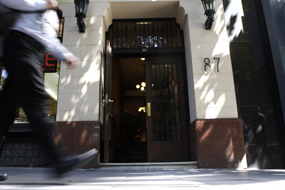 The Collins Street entrance to Melbourne’s Athenaeum Club.