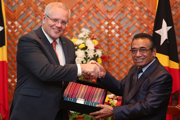 Francisco Guterres with former Prime Minister Scott Morrison in 2019.