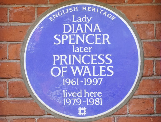 The English Heritage blue plaque unveiled outside Coleherne Court, Old Brompton Road, London, September, 2021.