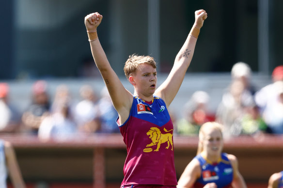 Dakota Davidson celebrates a goal in the last quarter.