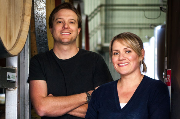 Shaun and Liz Silkman at their winery in the Hunter Valley, NSW.