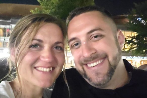 Killed US soldier Nicole Amor (left) and Joey Amor smiling. 