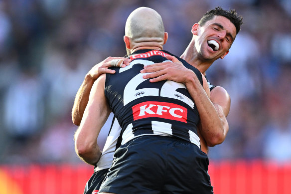Collingwood veterans Steele Sidebottom and Scott Pendlebury became dual premiership players for their club.