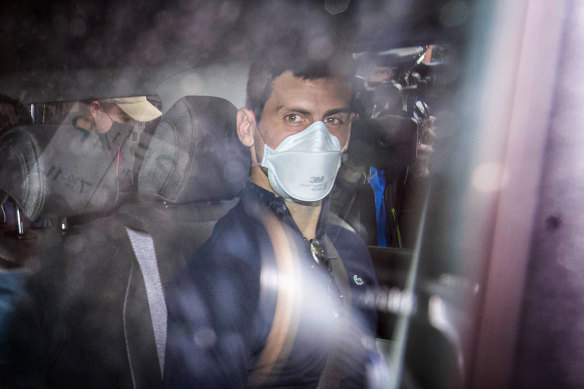 Novak Djokovic leaving immigration detention earlier this morning. 