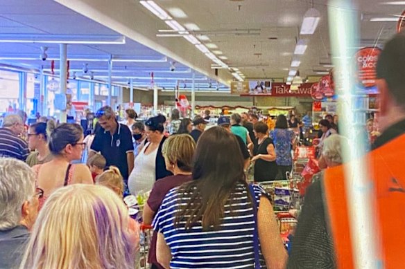 Shoppers at the Coles supermarket in Mt Gambier on Wednesday.