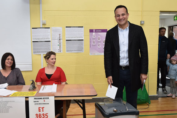 Taoiseach Leo Varadkar casts his vote in the Irish Election in Dublin, Ireland. Ireland has gone to the polls following Taoiseach Leo Varadkar's decision to call a snap election.