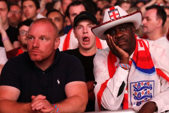 Let down: England fans fell short in their semi-final.
