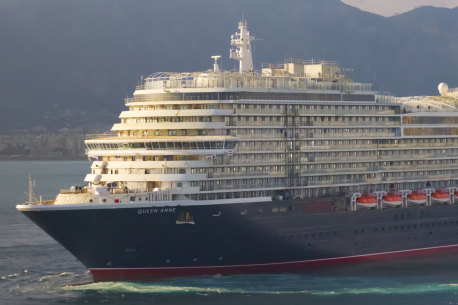 The Queen Anne arrives in Southhampton ahead of its first cruise.