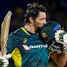 Tim David of Australia celebrates his century during the third T20 against the West Indies. 