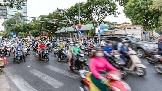 Crossing the road in Vietnam is intimidating.