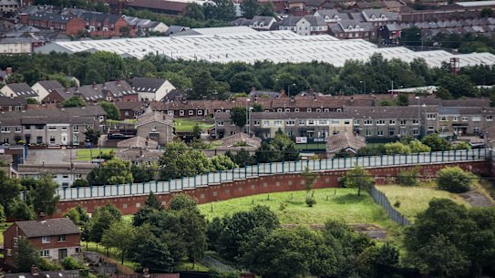 The walls once separated Protestant loyalist and Catholic nationalist enclaves during The Troubles.