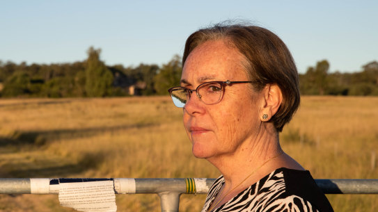 Maria Foot, a member of the Wonaruah First Nations clan, outside the historic Ravensworth homestead. The area is slated to be dug up as part of the Glendell coal mine expansion by Glencore, a major mining company.