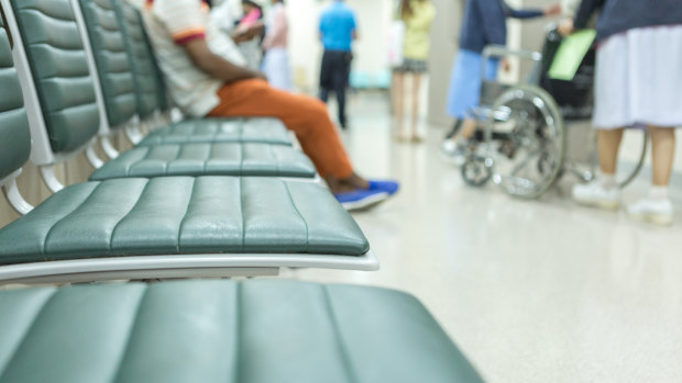 Emergency waiting room at a hospital.