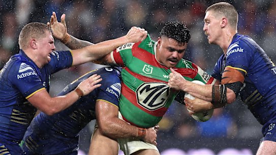 In doubt: Latrell Mitchell looks set to miss Origin III because of s foot injury