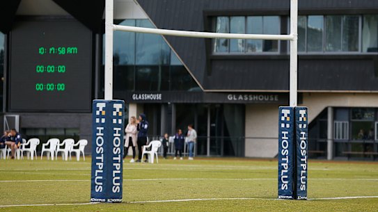 Rugby League posts at the Collingwood training ground.