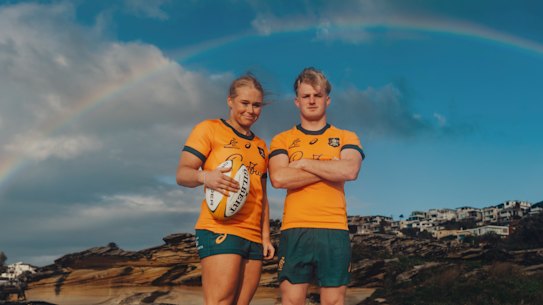 Wallabies young gun Tom Lynagh and Wallaroos debutant Nat Wright.
