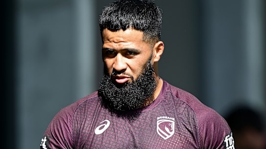 Payne Haas at Broncos training last week.