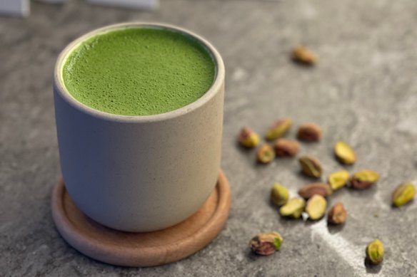 Pistachio matcha at Naau Cafe.