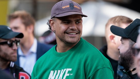 Latrell Mitchell at a promo for the upcoming Battle of the Brothers - the younger brothers of world title contender Tim Tszyu and former world champion Jeff Horn.