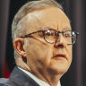 Prime Minister Anthony Albanese with head of ASIO Mike Burgess and AFP commissioner Reece Kershaw.