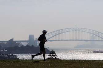Smoke over Sydney from Dover Heights in the eastern suburbs.