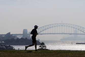 Smoke over Sydney from Dover Heights in the eastern suburbs.
