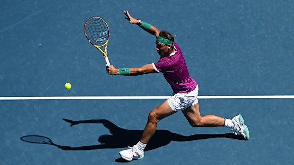 Rafael Nadal in first round action.