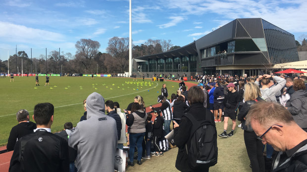 Collingwood supporters turned out to watch their team train ahead of Friday's final against the Cats.
