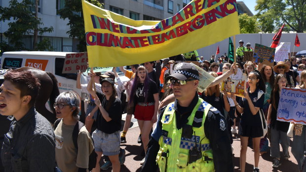 Climate activists picketed the Resources Technology Showcase in Perth. 