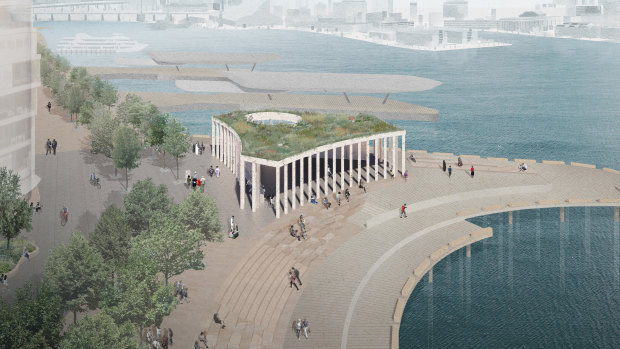 The winning design for the pier pavilion at Barangaroo.