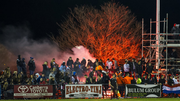 Canberra FC got the title and might get a bit more after this flare was lit in the second half.