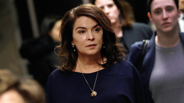 Annabella Sciorra, centre, gave evidence during the trial.