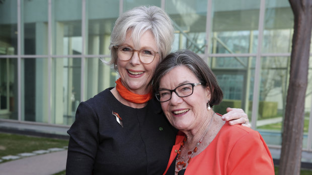 Independent MP Helen Haines and former MP for Indi Cathy McGowan.