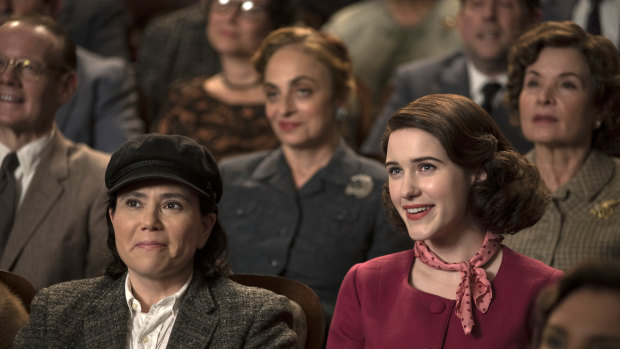 Rachel Brosnahan as Midge Maisel in The Marvelous Mrs. Maisel.