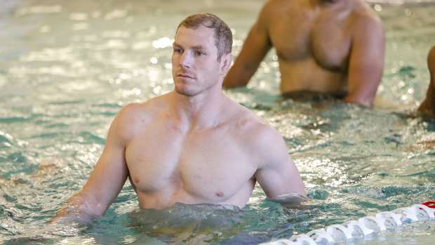 Star: David Pocock at a Wallabies recovery session in Brisbane on Sunday. 