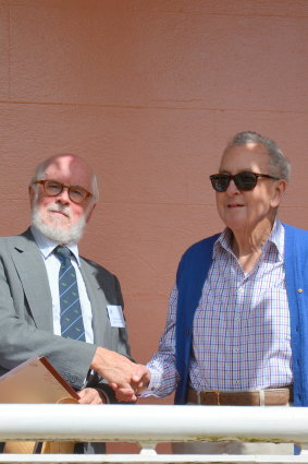 James Fairfax (right) with Dr Clive Lucas, president of the National Trust (NSW), at Retford House, which Fairfax bequeathed to the Trust.