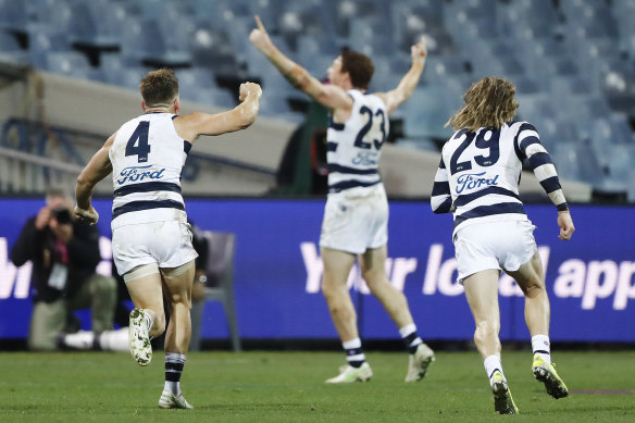 Gary Rohan booted the winning goal for Geelong before a reduced crowd last Friday night.
