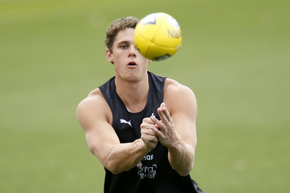 Charlie Curnow at the first day of Carlton's pre-season training.