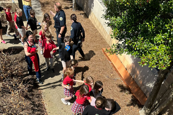 Children from The Covenant School, a private Christian school in Nashville, Tennessee.