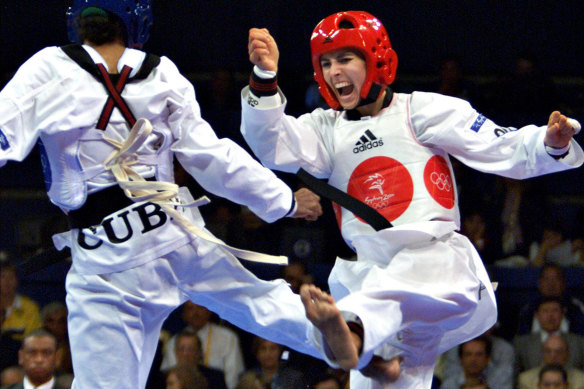 Lauren Burns during the gold medal taekwondo bout.