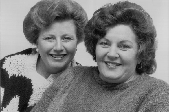 Actresses Joan Sydney from A Country Practice and sister Maggie King in their Balmain home.