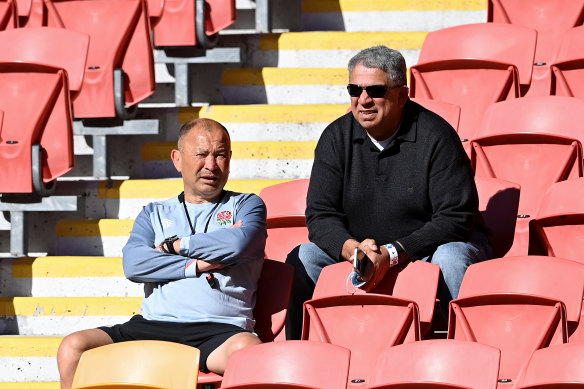 Eddie Jones chatting with his old mate Glen Ella in 2022.