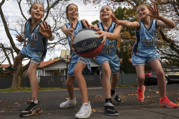 Harper, Annabel, Matilda and Alice are gearing up for a return to junior basketball