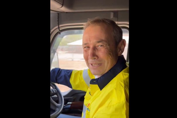 WA Premier Roger Cook driving a road train on the weekend.